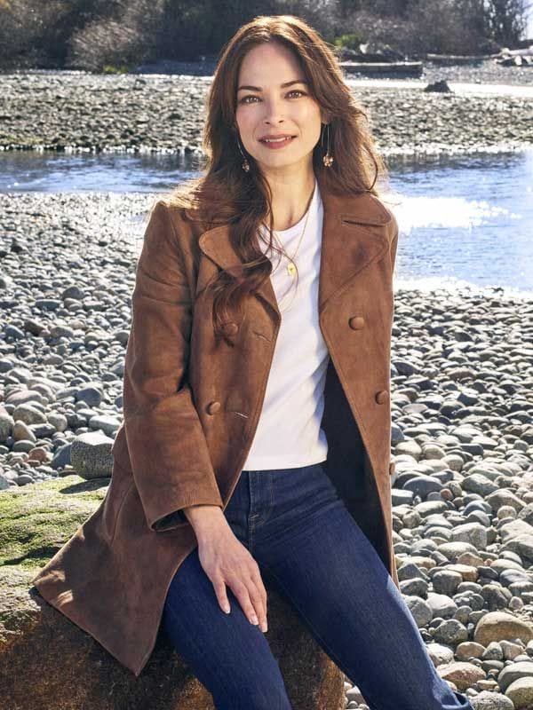 Murder In A Small Town Kristin Kreuk Brown Suede Coat