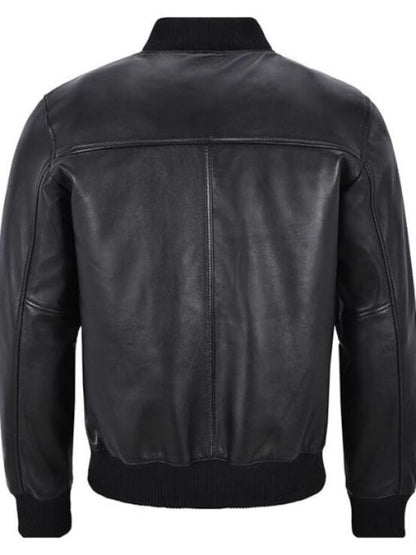 NCIS S21 Black Leather Bomber Jacket