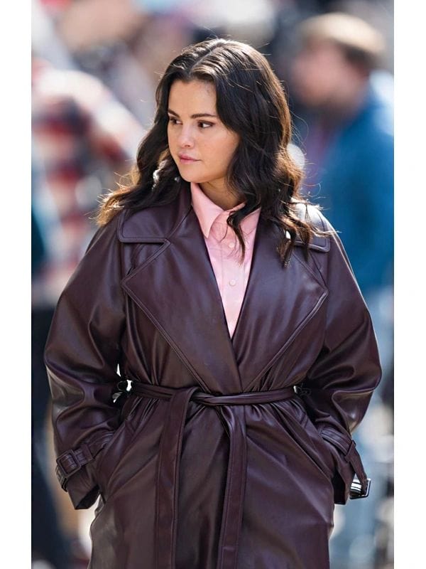 Only Murders In The Building S03 Burgundy Leather Coat