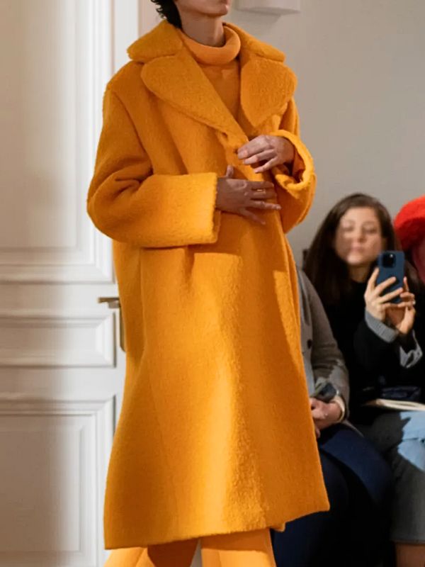 Philippine Leroy-Beaulieu Orange Fur Coat