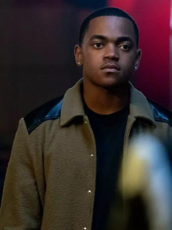 Power Book II Ghost S03 Michael Rainey Jr. Varsity Jacket Brown 