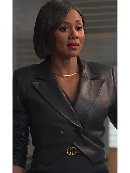 Reasonable Doubt S01 Jax Stewart Cropped Leather Blazer