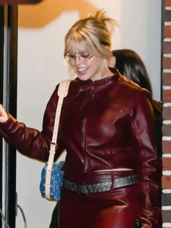 Renee Rapp Maroon Leather Jacket