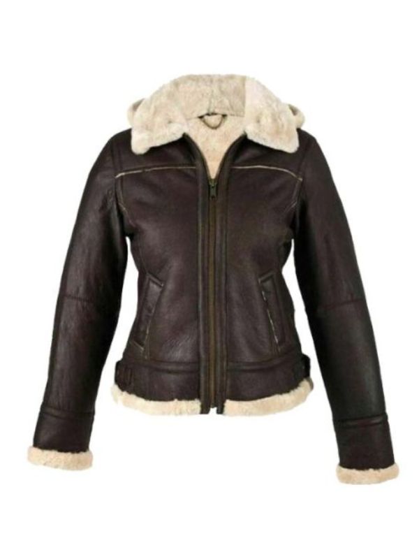 Dark Brown Shearling Leather Jacket Women 