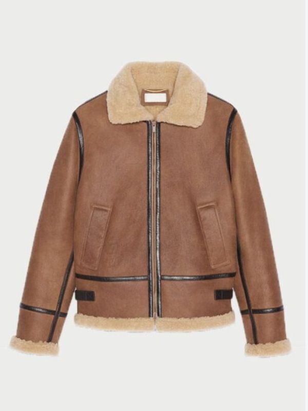 Anderson Light Brown Sheepskin Shearling Aviator Jacket