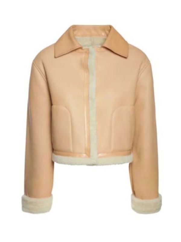 Women Bomber Aviator Shearling Jacket 