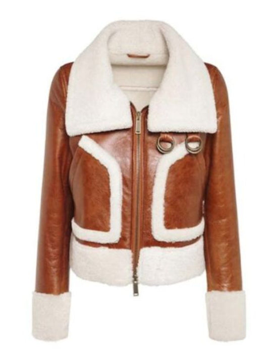 Women B3 Shearling Brown Leather Jacket