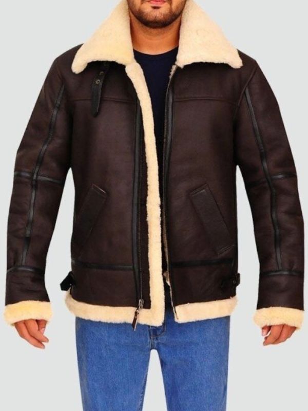 Men's Bomber Leather Aviator Shearling Jacket