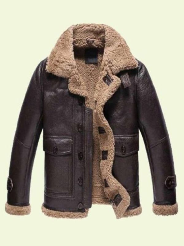 Shearling Brown Real Leather Jacket For Mens