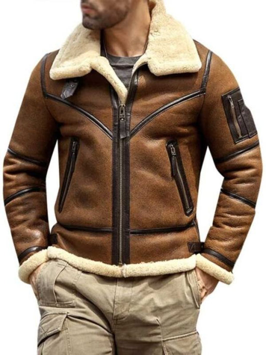 Men's B3 Shearling Sheepskin Leather Aviator Jacket