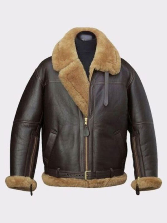 Men's RAF Brown Shearling Leather Jacket