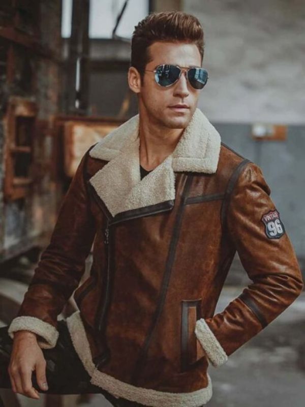 Airforce Flight Shearling Brown Leather Jacket