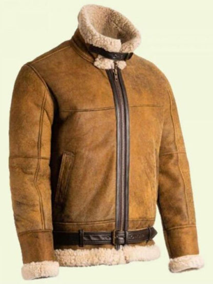 Men's Brown Shearling Aviator Jacket