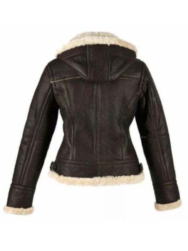 Dark Brown Shearling Leather Jacket Women 