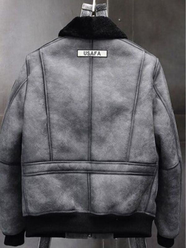 B3 RAF Flight Shearling Leather Grey Jacket Coat