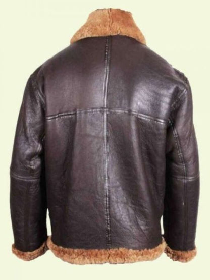 Men's Shearling Brown Leather Aviator Jacket