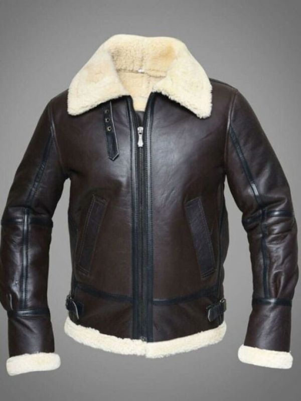 Men's RAF Sheepskin Leather Flying Jacket Dark Brown