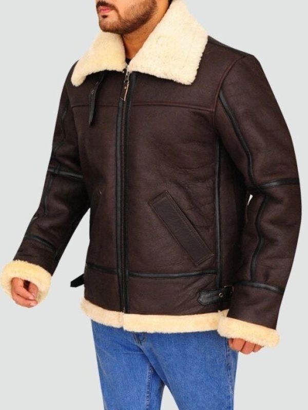 Men's Bomber Leather Aviator Shearling Jacket