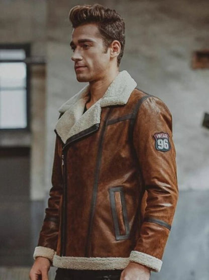 Airforce Flight Shearling Brown Leather Jacket