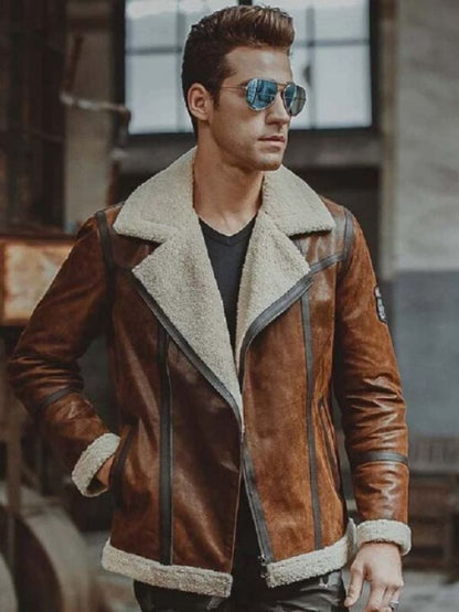 Airforce Flight Shearling Brown Leather Jacket