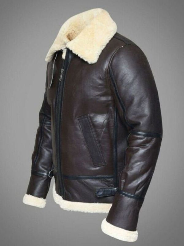 Men's RAF Sheepskin Leather Flying Jacket Dark Brown