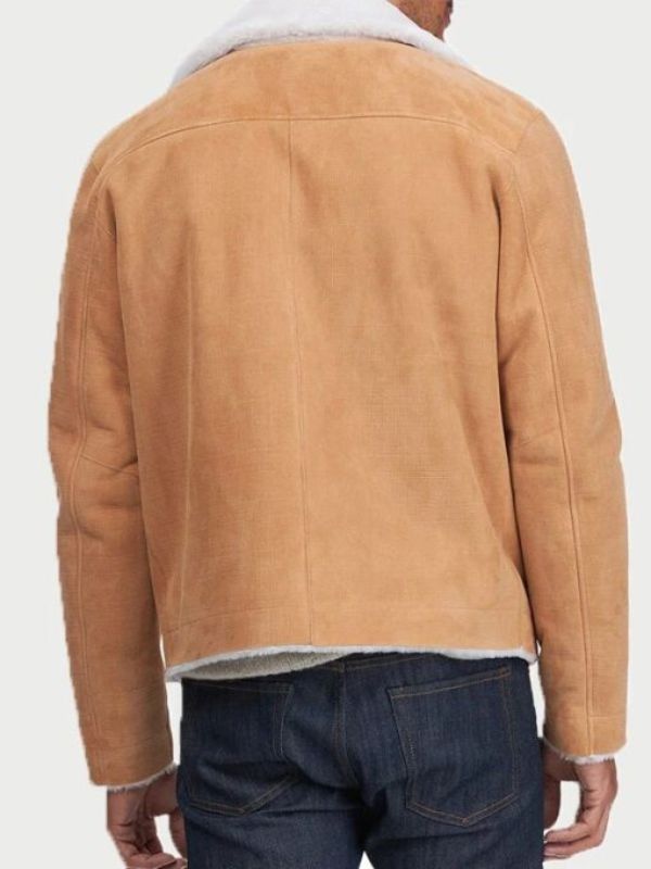 Men's Real Leather Tan Shearling Aviator Jacket