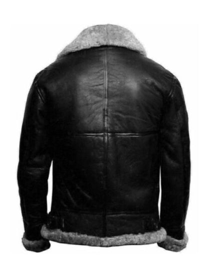 B3 Bomber Flying RAF Aviator Fur Leather Jacket