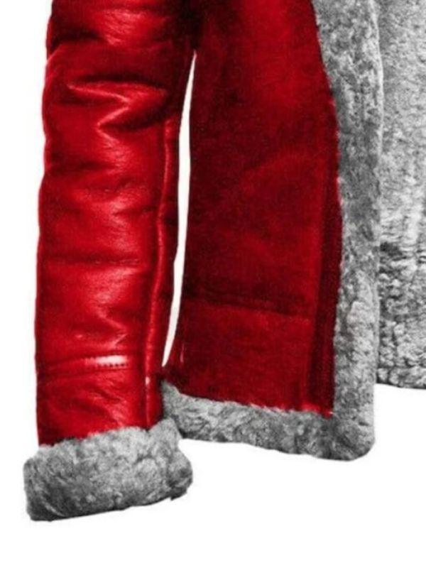 B3 Christmas Santa Claus Red Leather Shearling Jacket