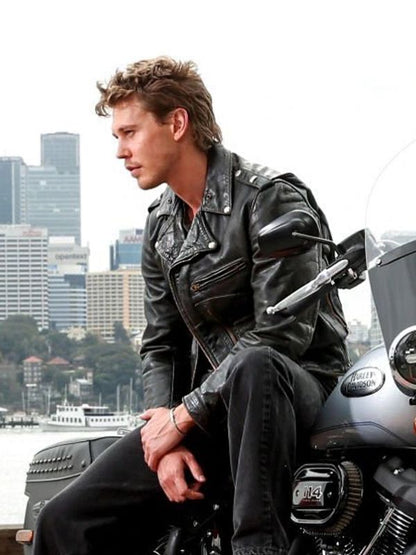 Austin Butler The Bikeriders Black Leather Jacket