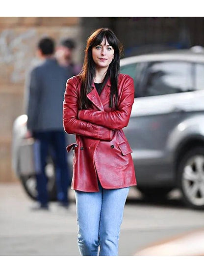 Dakota Johnson Madame Web Leather Coat