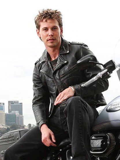 Austin Butler The Bikeriders Black Leather Jacket