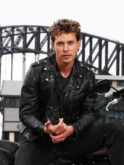 Austin Butler The Bikeriders Black Leather Jacket