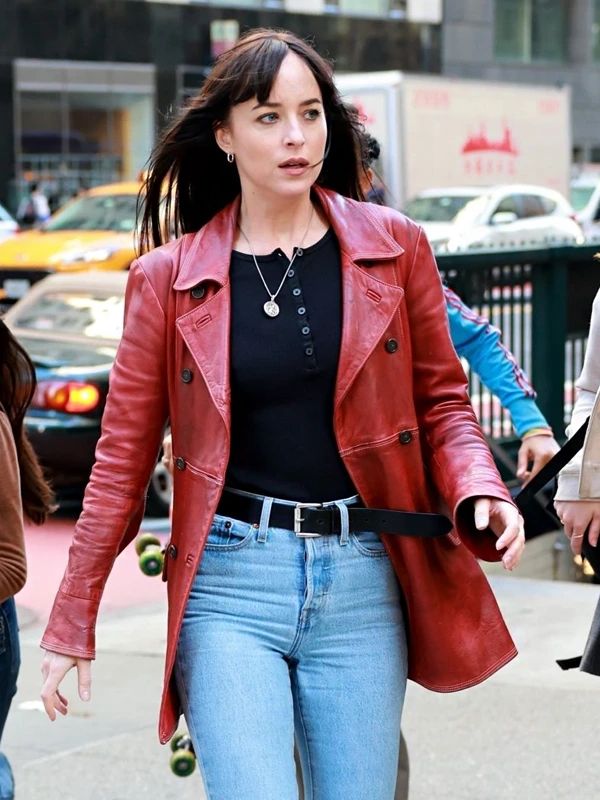 Dakota Johnson Madame Web Leather Coat