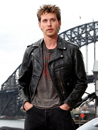 Austin Butler The Bikeriders Black Leather Jacket