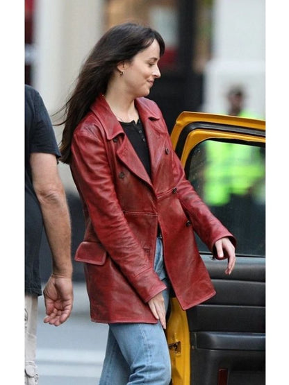 Dakota Johnson Madame Web Leather Coat