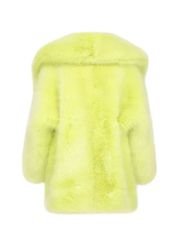 Sabrina Carpenter Yellow Eco Fur Coat