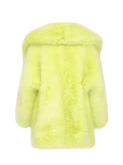Sabrina Carpenter Yellow Eco Fur Coat