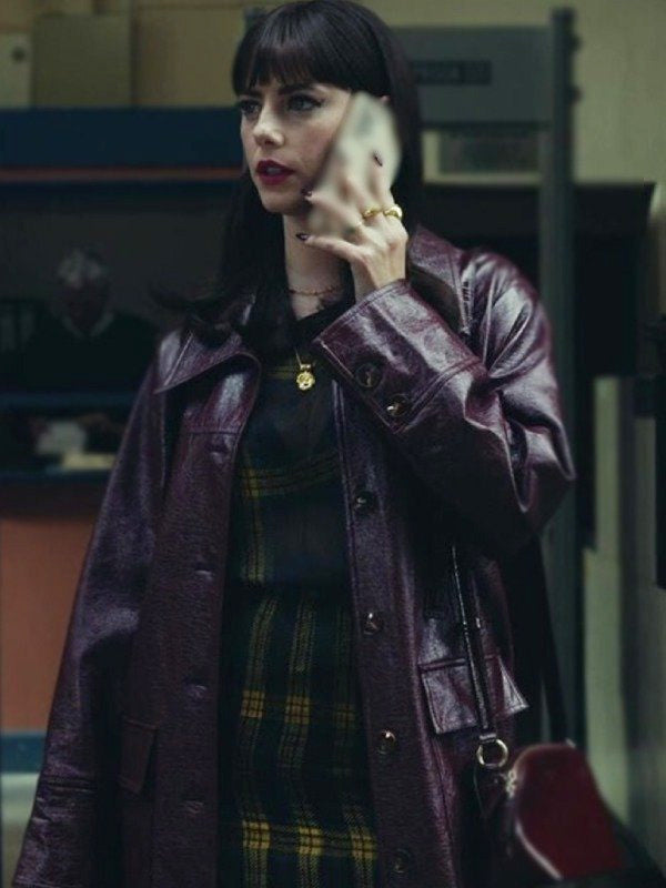 Susie Glass The Gentlemen Maroon Leather Coat