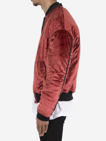 Sylvester Powell Red Velvet Bomber Jacket