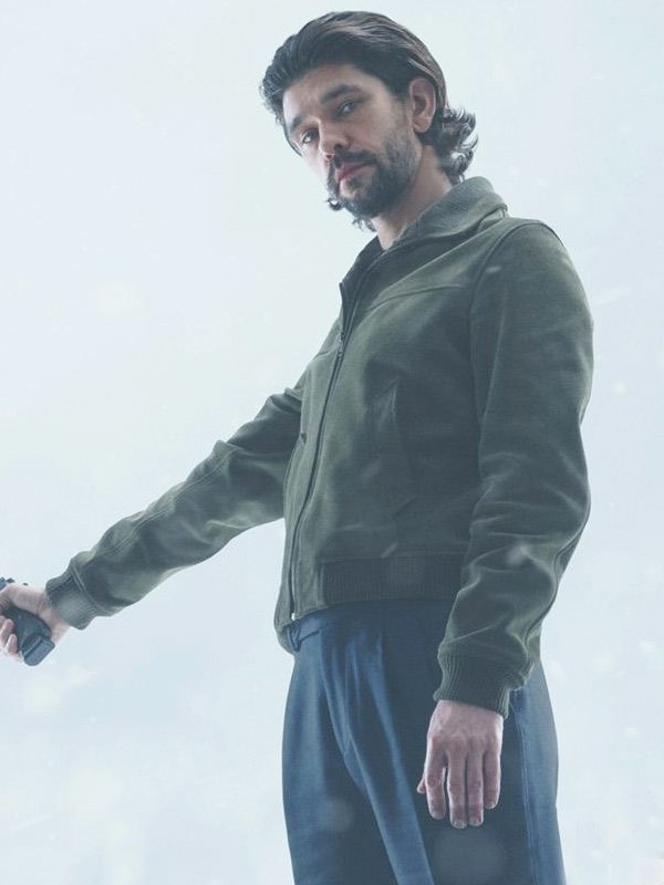 Ben Whishaw Black Doves 2024 Green Suede Jacket