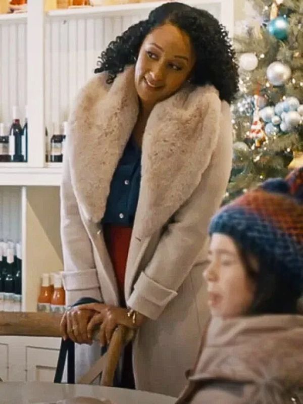 Tamera Mowry-Housley Scouting For Christmas Shearling Coat