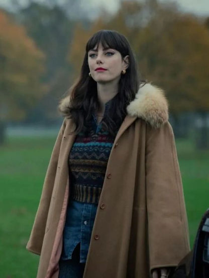 The Gentlemen Kaya Scodelario Shearling Brown Coat