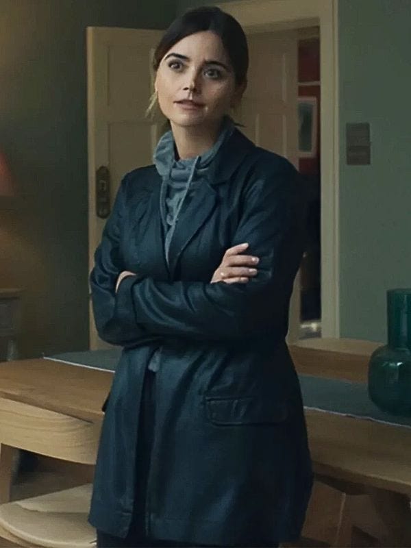 The Jetty S01 Jenna Coleman Black Leather Coat