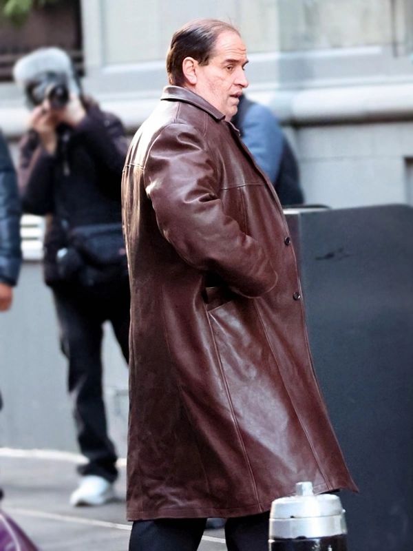 The Penguin Brown Leather Coat