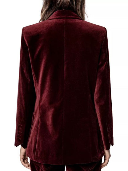 The Rookie 2025 Maroon Velvet Blazer