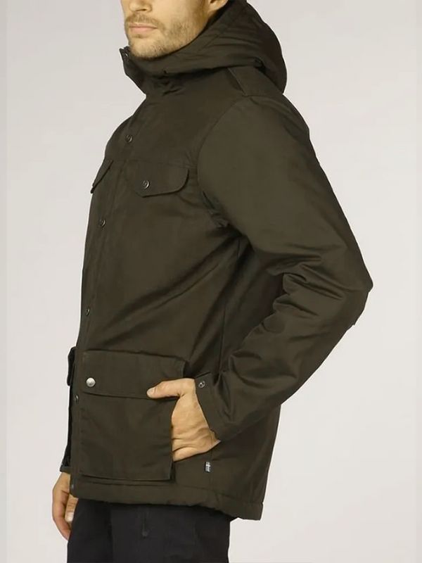 Tobert Green Cotton Hooded Jacket