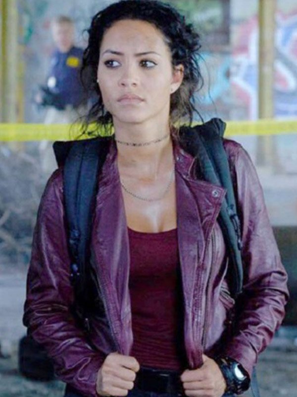 Tristin Mays MacGyver Maroon Leather Jacket