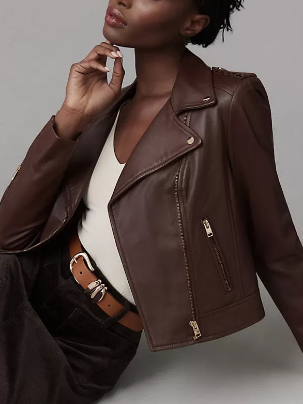 The Young and the Restless Ashley Abbott Brown Leather Jacket