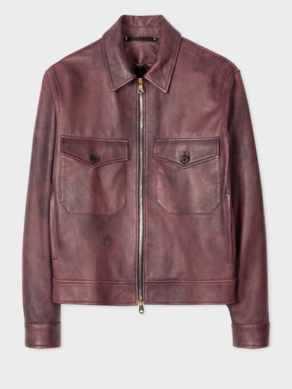 All American S06 Ryan Burgundy Leather Jacket