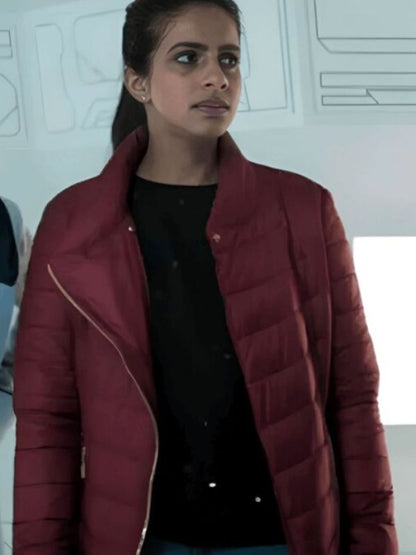 Mandip Gill Maroon Puffer Jacket